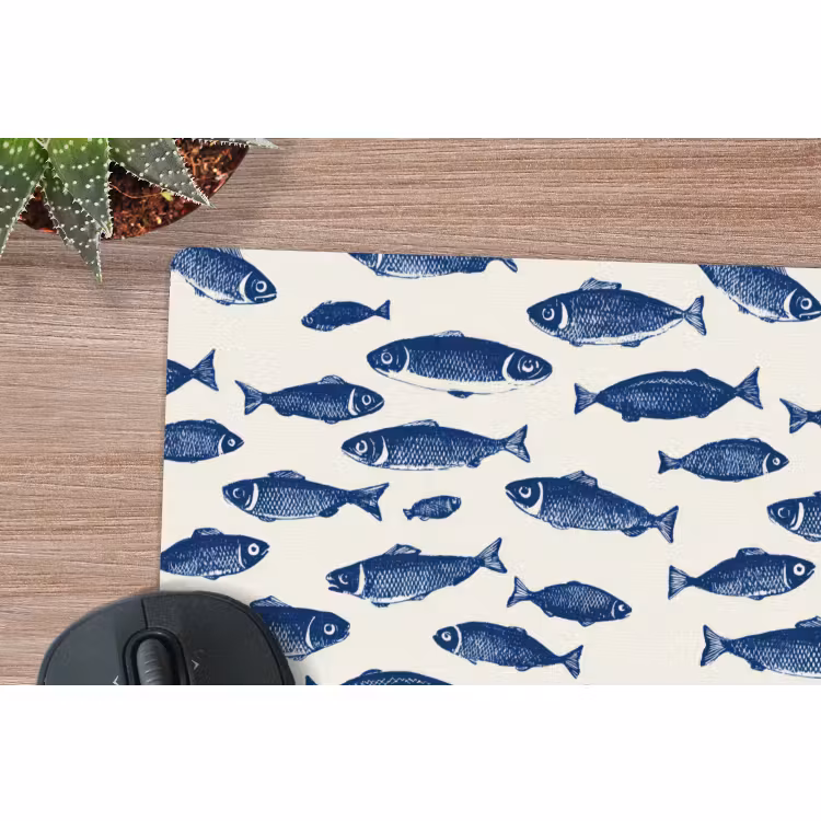 Muismat - Vissen - Patroon - Blauw - Wit — 4