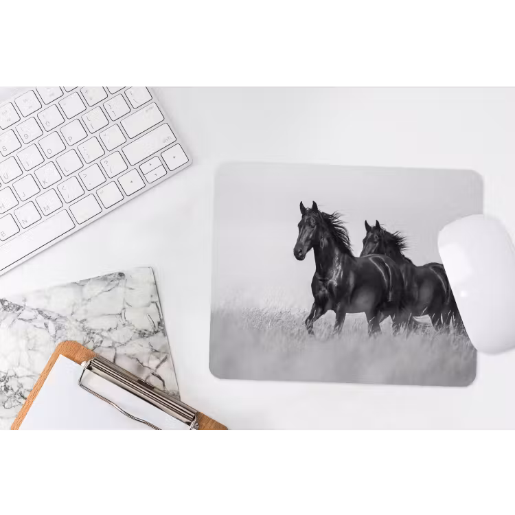 Muismat - Paarden - Gras - Zwart - Wit — 2
