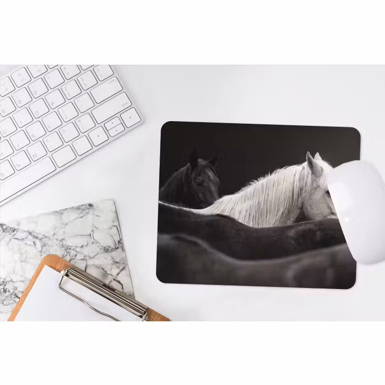 Muismat - Paarden - Zwart - Wit - Kudde — 2