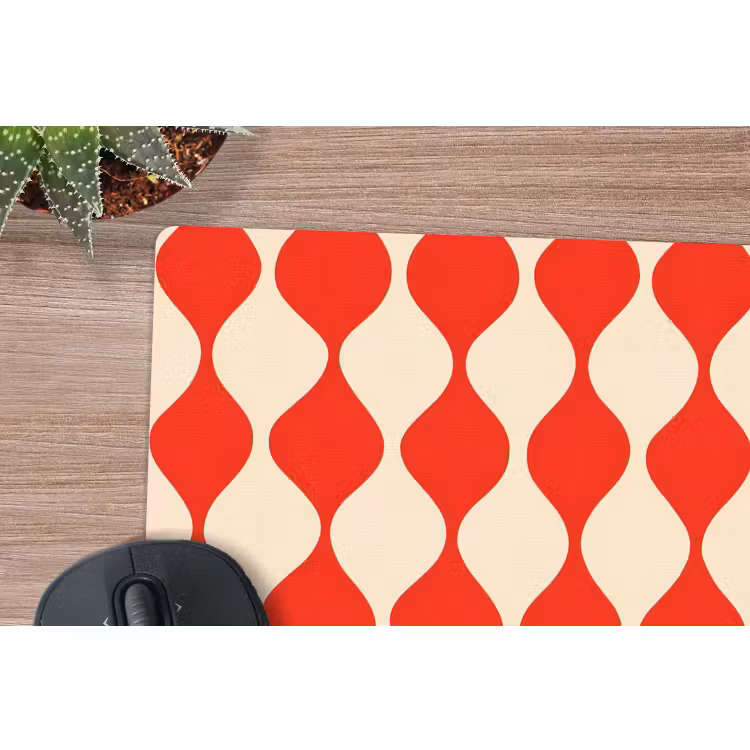 Muismat - Golvend patroon - Retro - Rood - Beige — 4