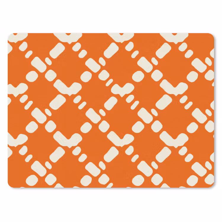 Muismat - Oranje - Ruitpatroon - Wit — 1