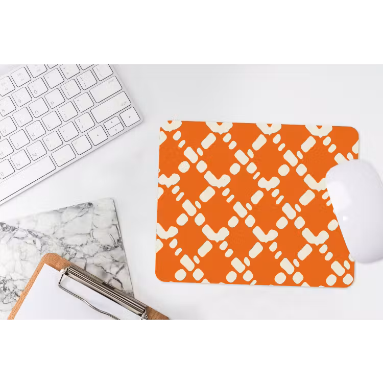 Muismat - Oranje - Ruitpatroon - Wit — 2