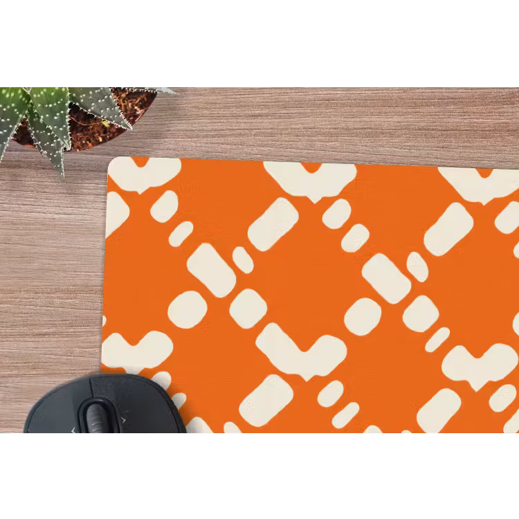 Muismat - Oranje - Ruitpatroon - Wit — 4