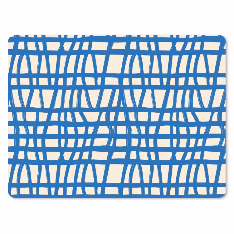 Muismat - Ruitpatroon - Blauw - Crème — 1