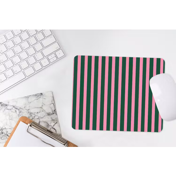 Muismat - Verticale strepen - Groen - Roze — 2