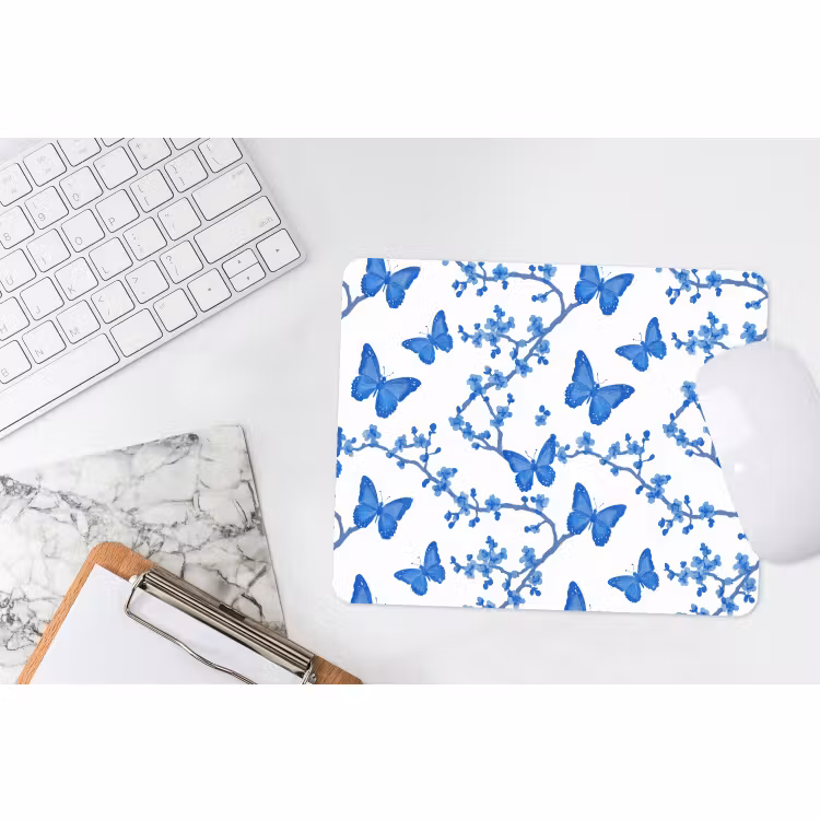Muismat - Vlinder - Bloemen - Blauw — 2