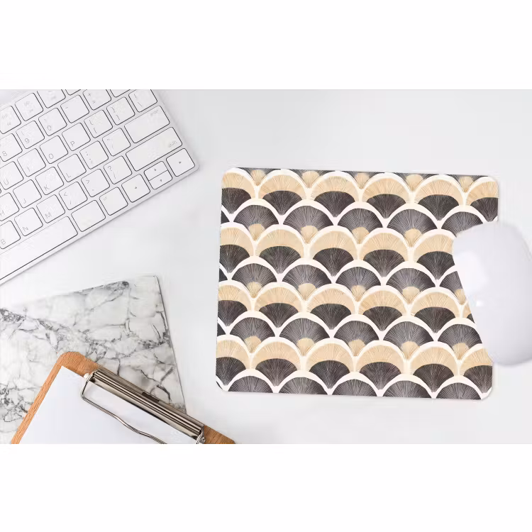 Muismat - Waaier - Patroon - Zwart - Beige — 2