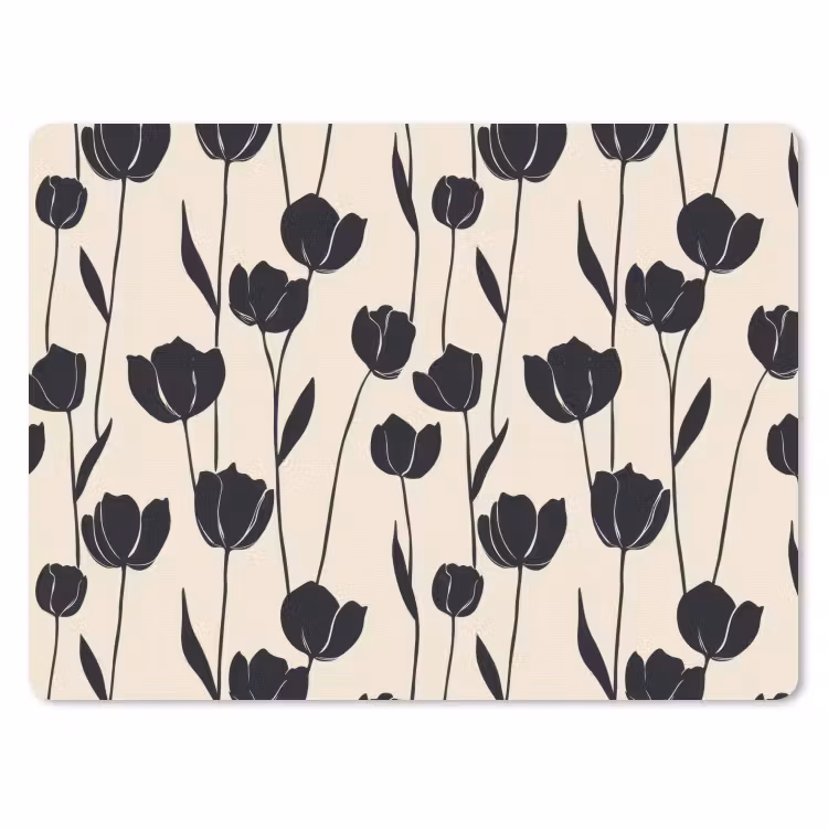 Muismat - Tulpen - Patroon - Zwart — 1