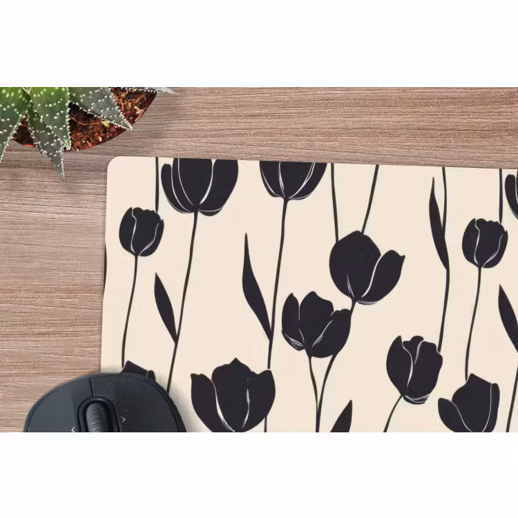 Muismat - Tulpen - Patroon - Zwart — 4