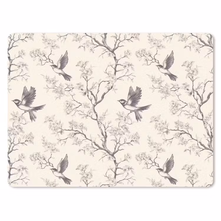 Muismat - Takken - Vogels - Beige — 1
