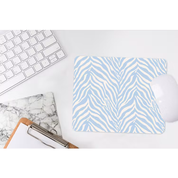 Muismat - Zebra - Motief - Blauw - Wit — 2