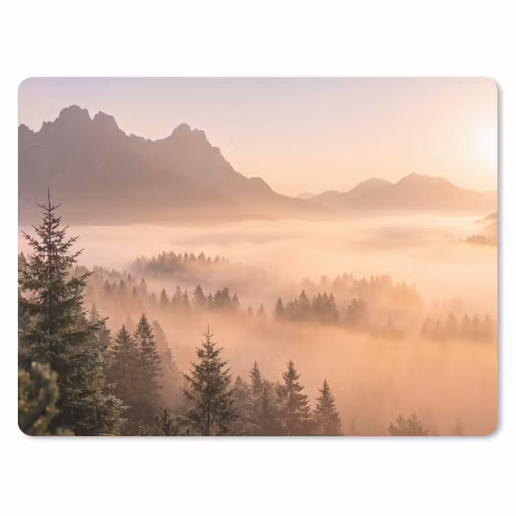 Muismat - Zonlicht - Mist - Bergen - Bomen — 1