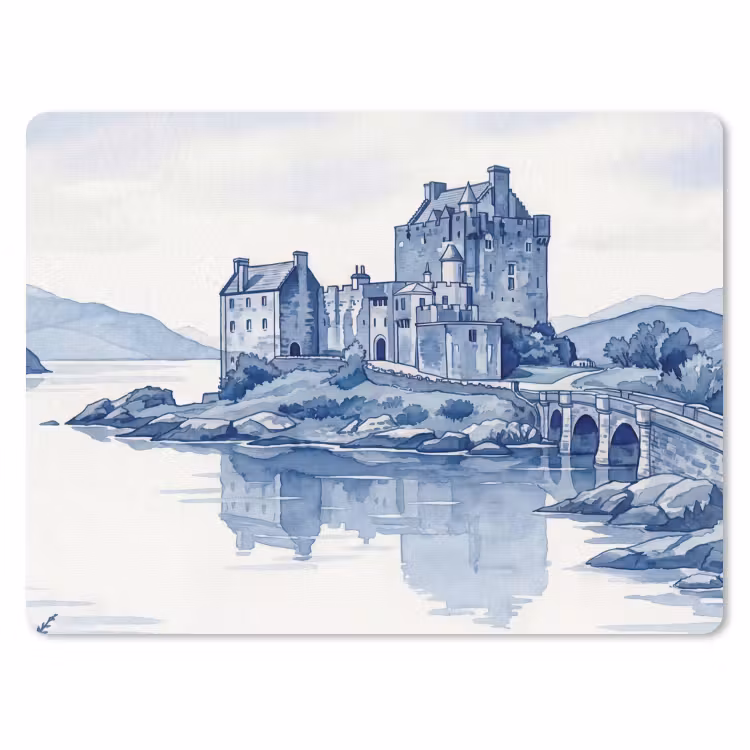 Muismat - Schots - Kasteel - Blauw - Aquarel — 1
