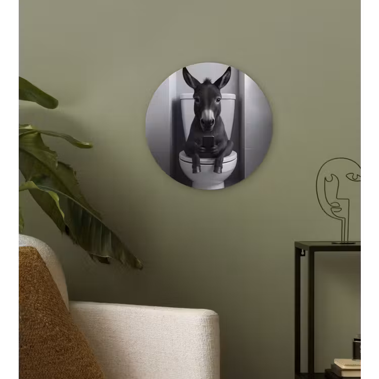 Muurcirkel - Ezel - Telefoon - Toilet - Zwart - Wit — 3