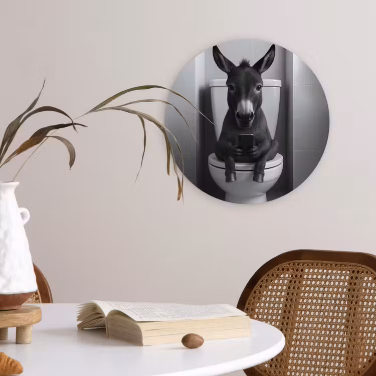Muurcirkel - Ezel - Telefoon - Toilet - Zwart - Wit — 4