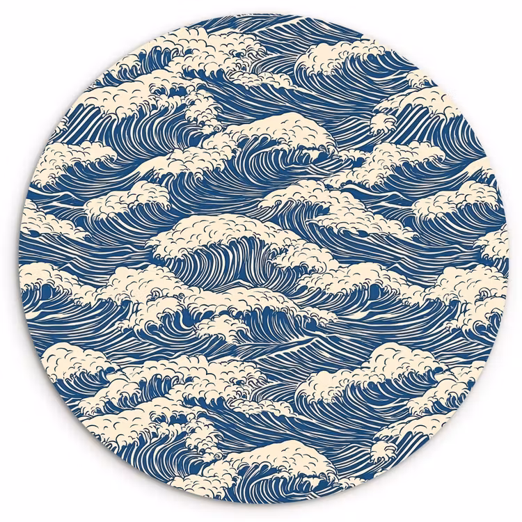 Muurcirkel - Golven - Klassiek - Blauw — 1