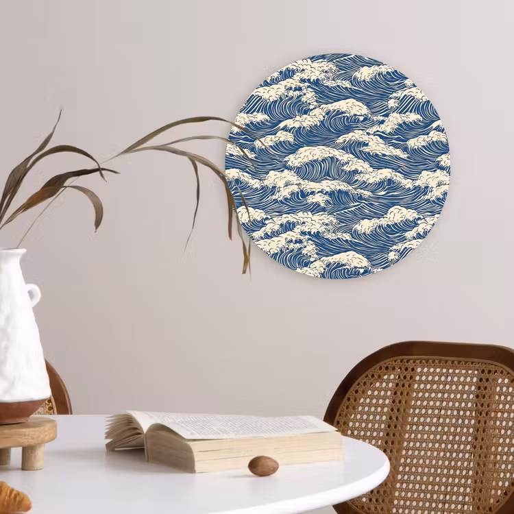 Muurcirkel - Golven - Klassiek - Blauw — 4
