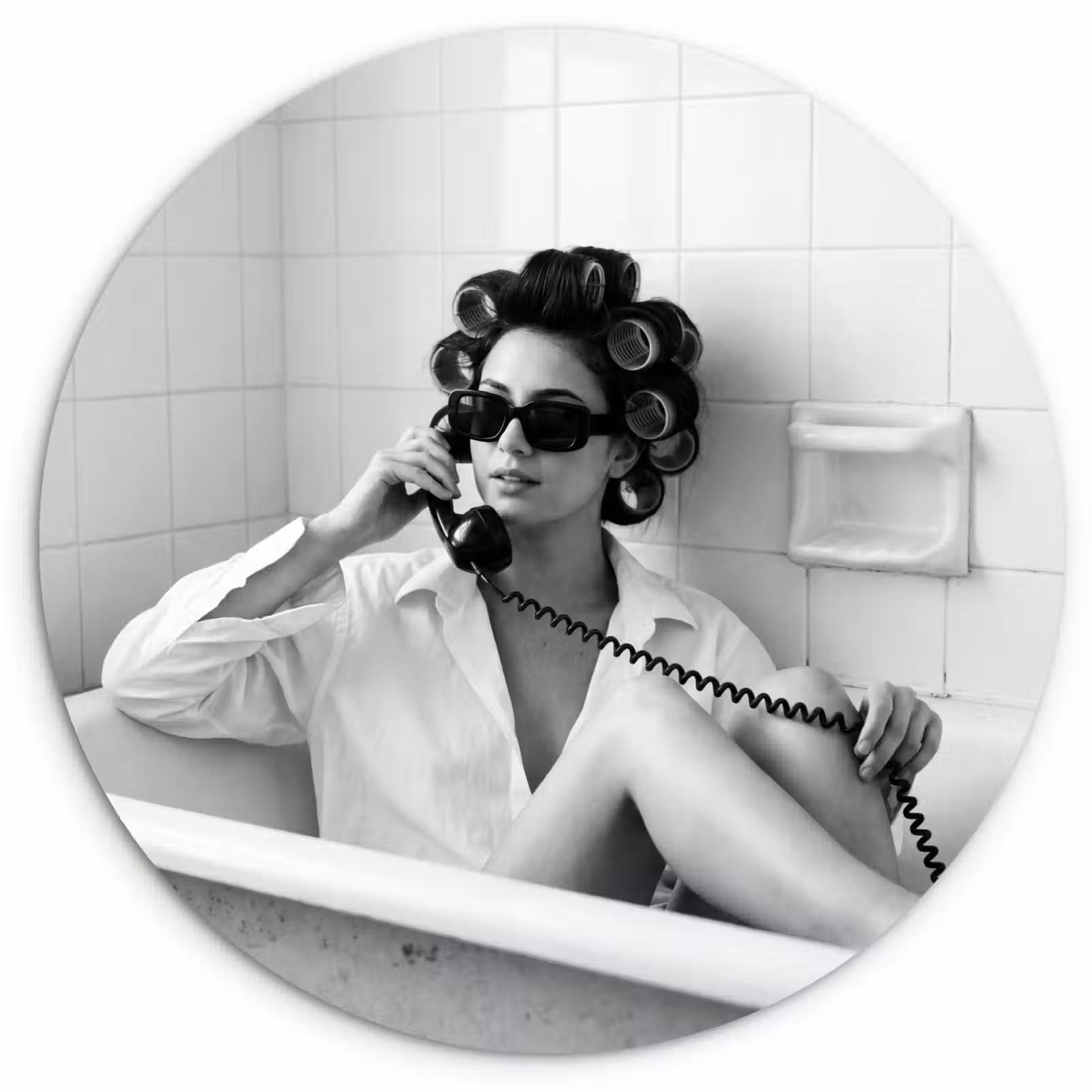 Muurcirkel - Bad - Vrouw - Zwart - Wit — 1