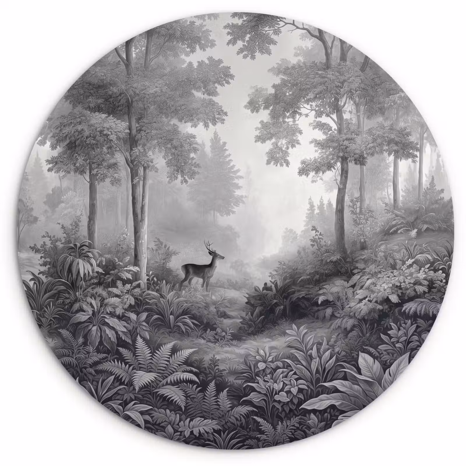 Muurcirkel - Bos - Hert - Zwart - Wit — 1