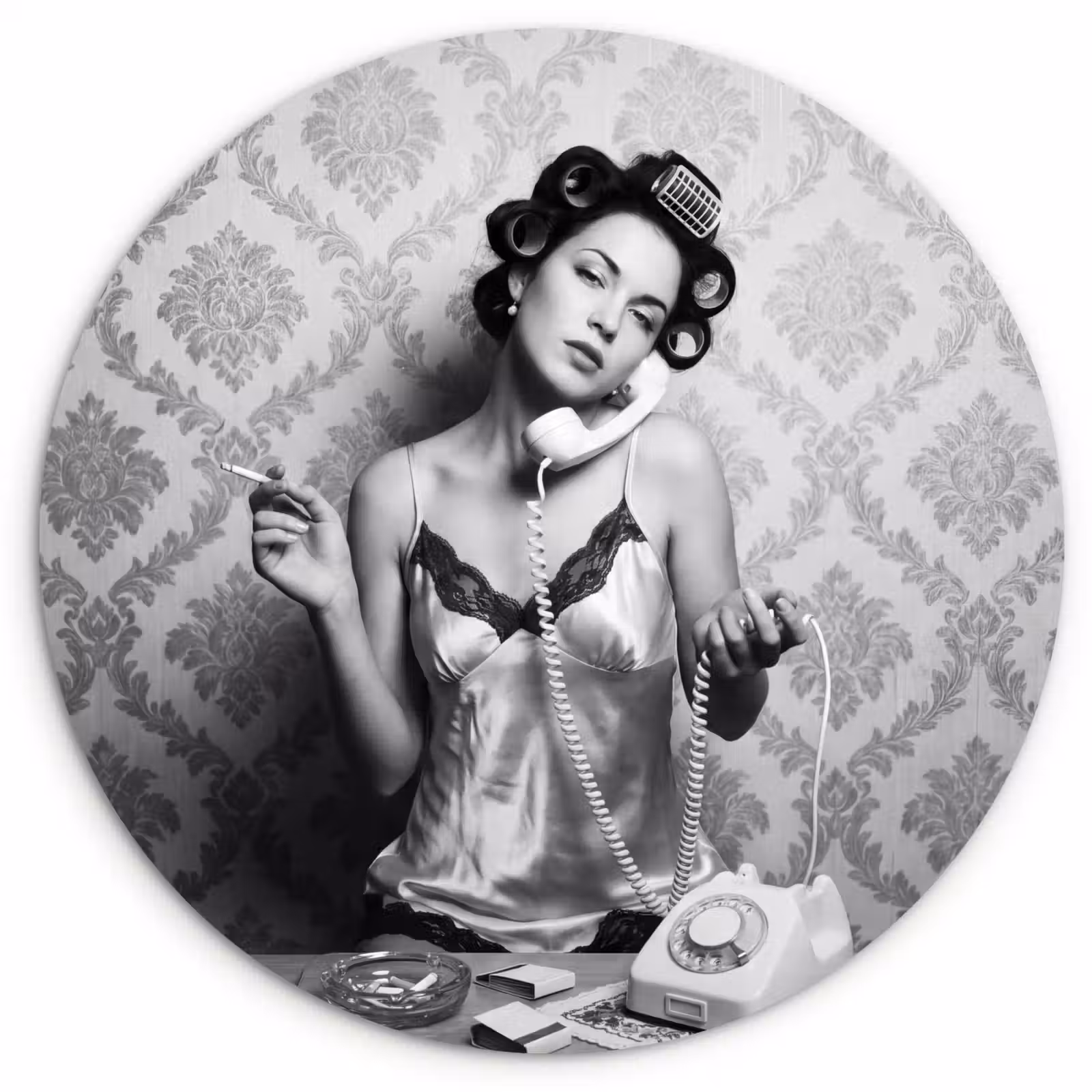 Muurcirkel - Chic - Vrouw - Zwart - Wit — 1