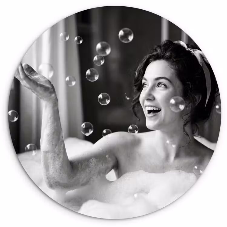 Muurcirkel - Bad - Bubbels - Zwart - Wit — 1