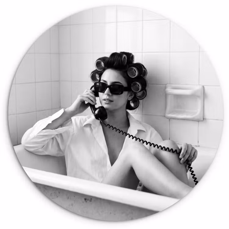 Muurcirkel - Bad - Vrouw - Zwart - Wit — 1
