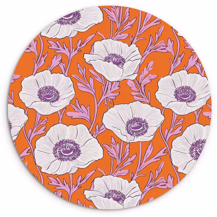 Muurcirkel - Bloemen - Grafisch - Oranje — 1