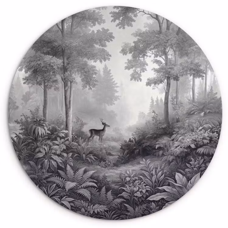 Muurcirkel - Bos - Hert - Zwart - Wit — 1