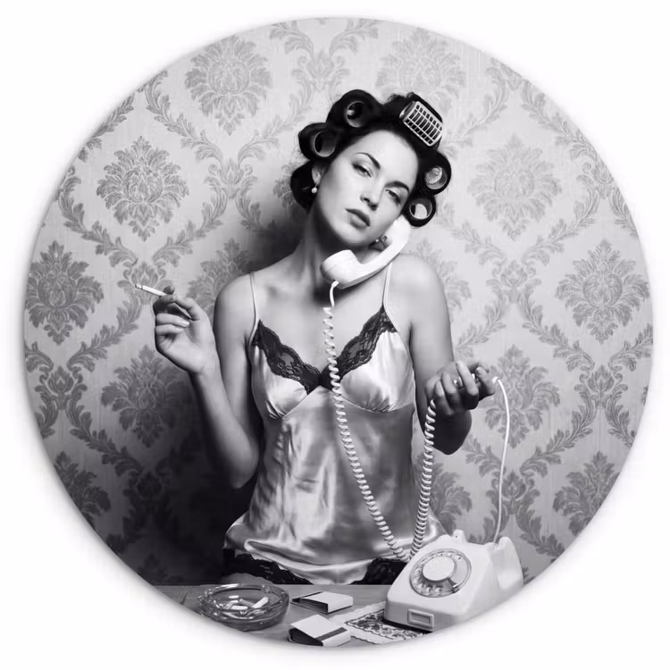 Muurcirkel - Chic - Vrouw - Zwart - Wit — 1
