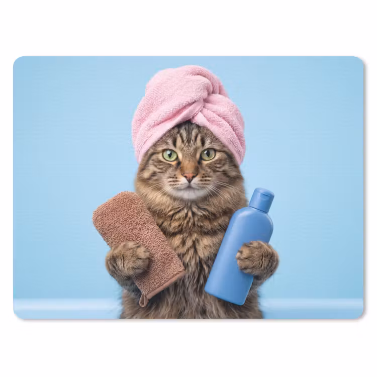 Muismat - Kat - Handdoek - Washand - Zeep — 1