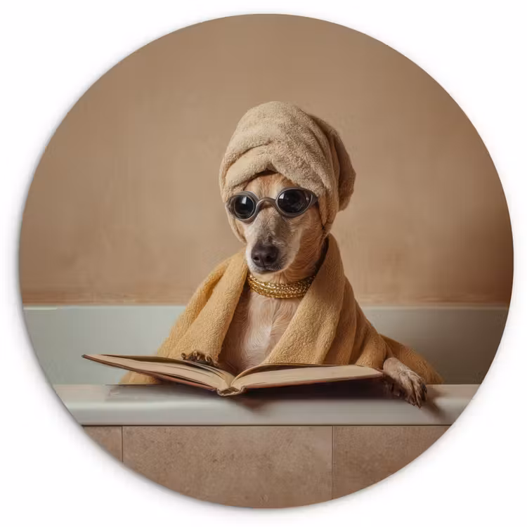 Muurcirkel - Bad - Hond - Boek - Zonnebril — 1