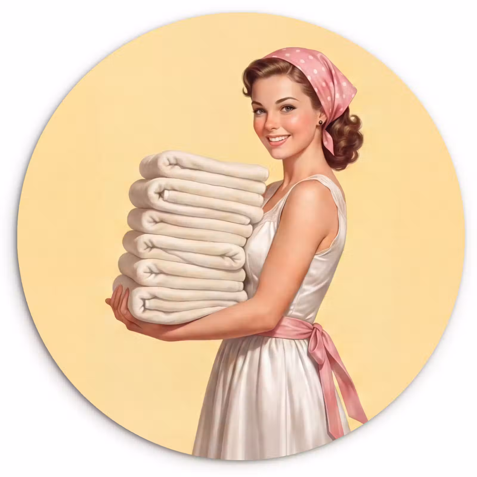 Muurcirkel - Handdoeken - Vrouw - Jurk - Roze — 1