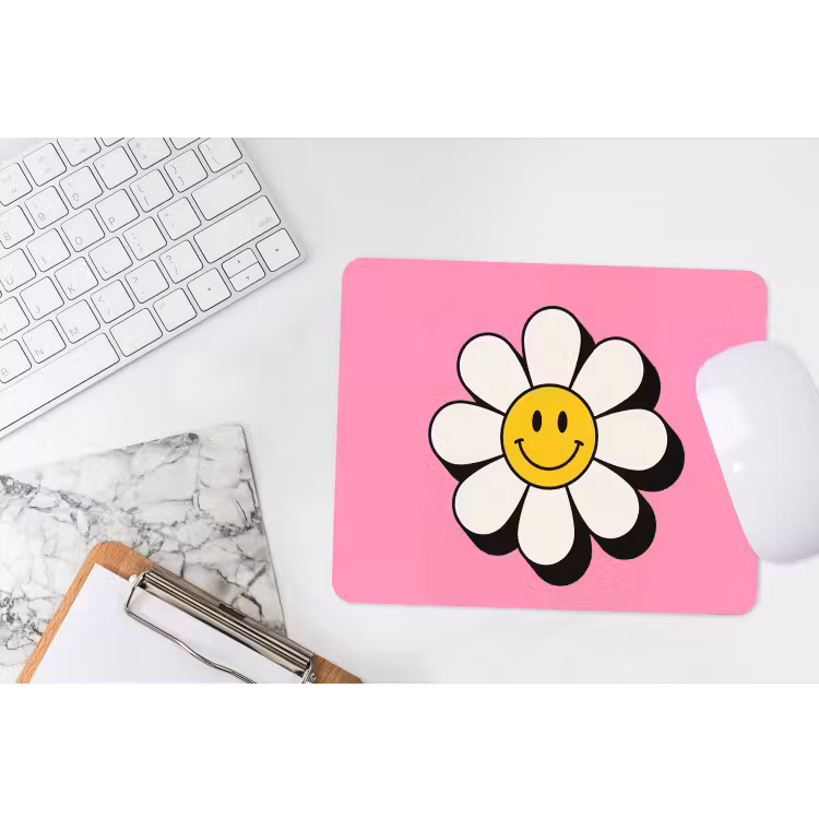 Muismat - Smiley - Bloem - Roze — 2