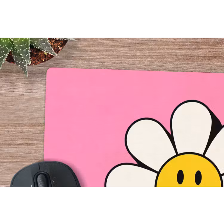 Muismat - Smiley - Bloem - Roze — 4