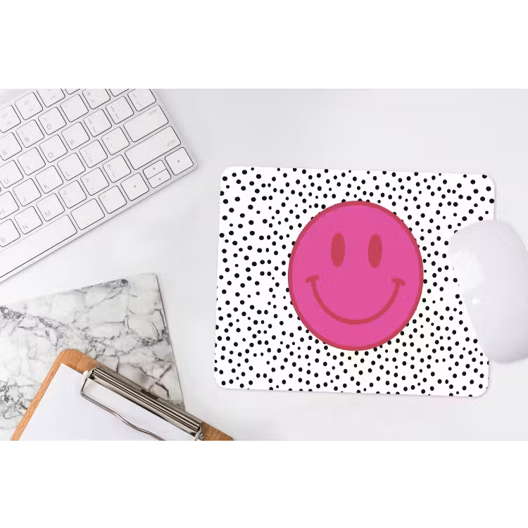 Muismat - Smiley - Roze - Stippen — 2