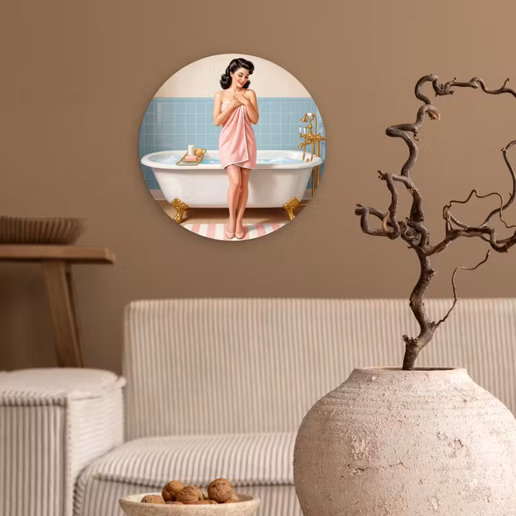 Muurcirkel - Badkamer - Vrouw - Roze — 2