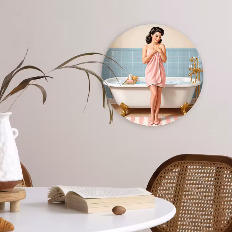Muurcirkel - Badkamer - Vrouw - Roze — 4