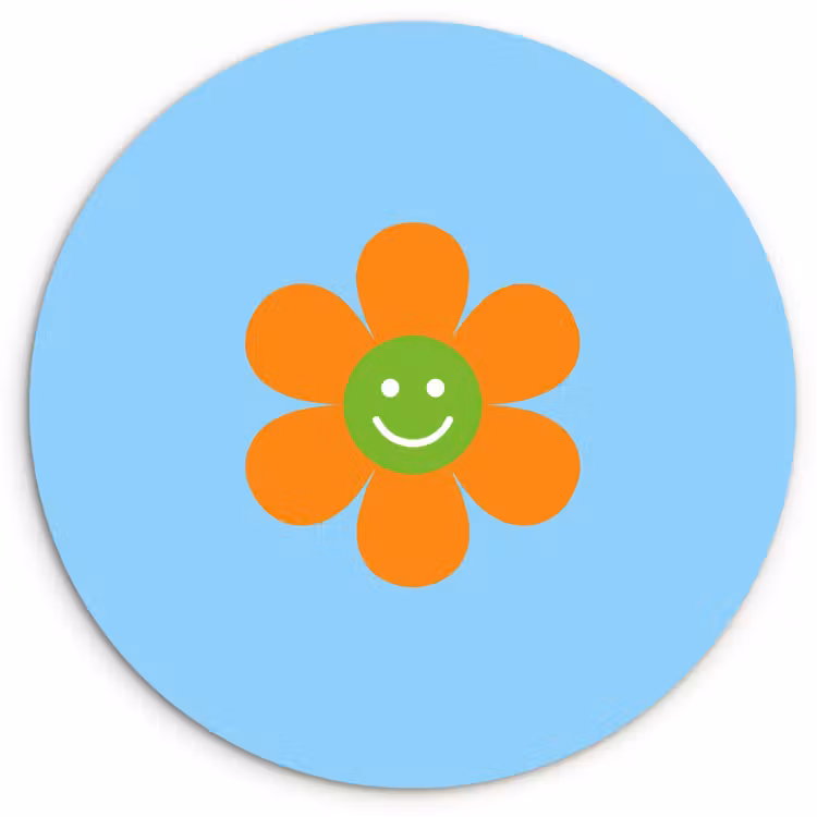 Muurcirkel - Bloem - Smiley - Kleurrijk — 1