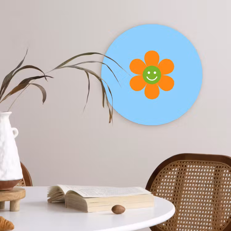 Muurcirkel - Bloem - Smiley - Kleurrijk — 4