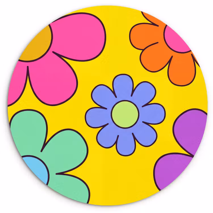 Muurcirkel - Bloemen - Illustratie - Kleurrijk — 1