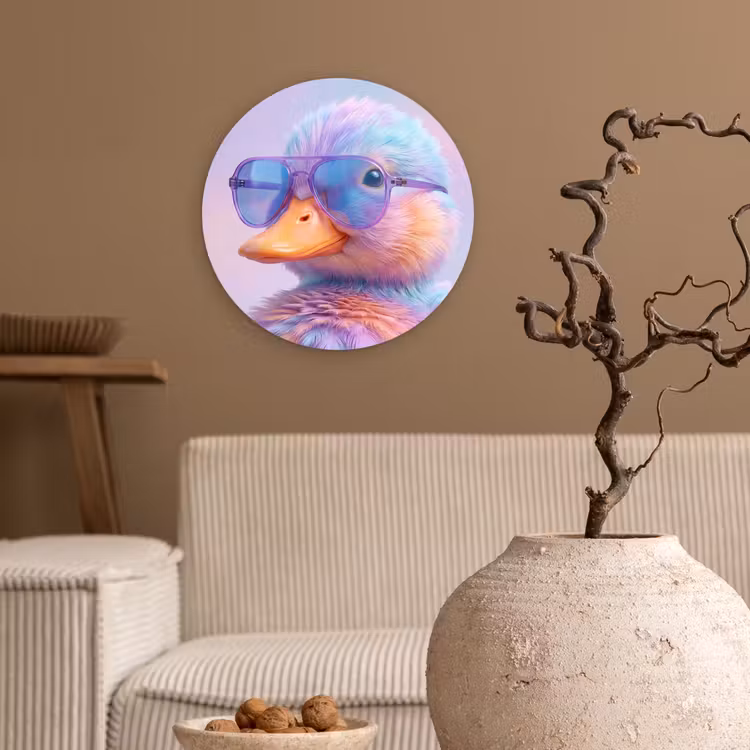 Muurcirkel - Eend - bril - Pastel — 2