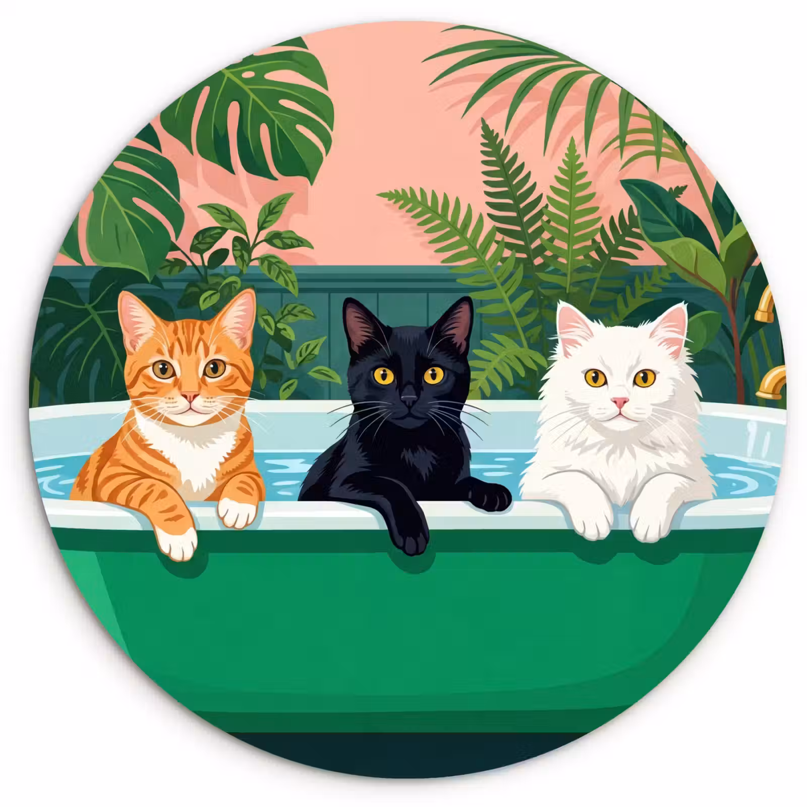 Muurcirkel - Badkamer - Kattenparade - Kleurrijk — 1
