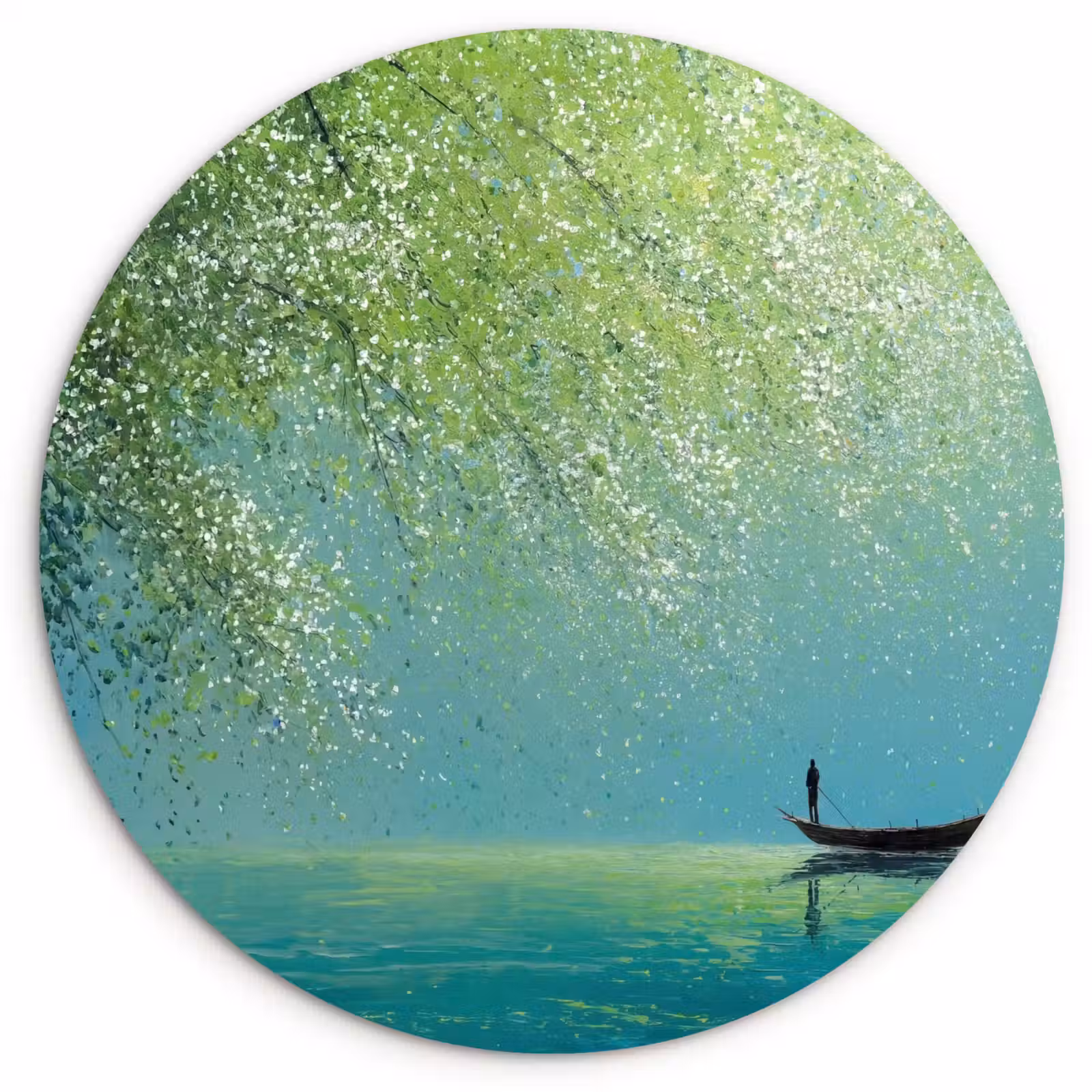 Muurcirkel - Bootje - Water - Bladeren - Bloesems — 1