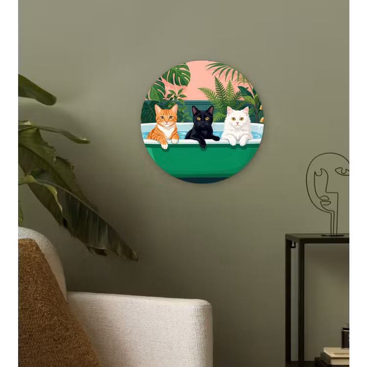 Muurcirkel - Badkamer - Kattenparade - Kleurrijk — 3