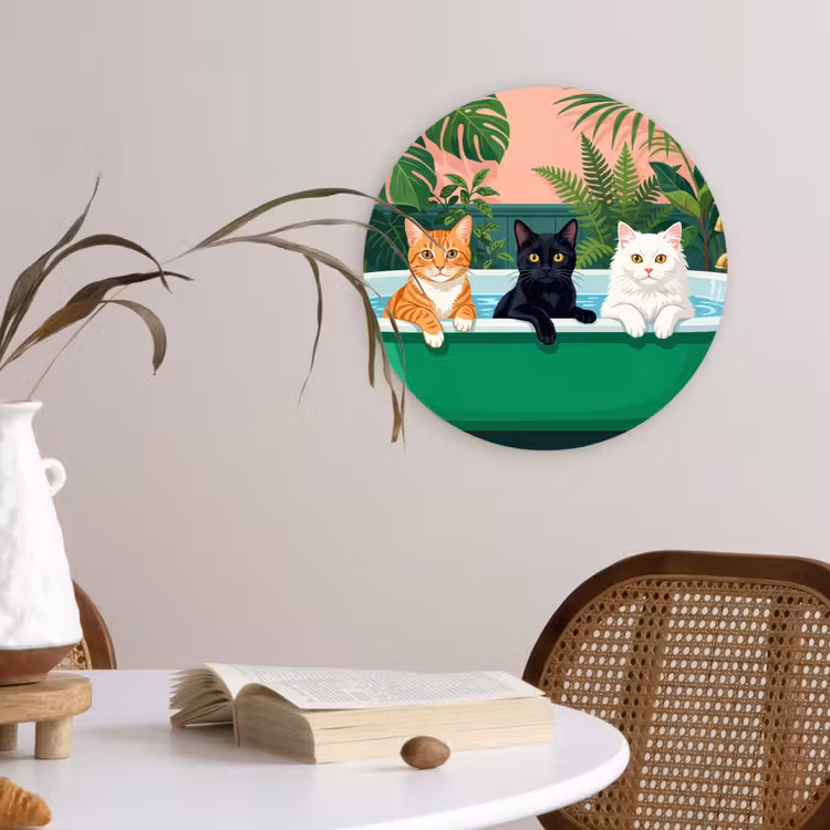 Muurcirkel - Badkamer - Kattenparade - Kleurrijk — 4