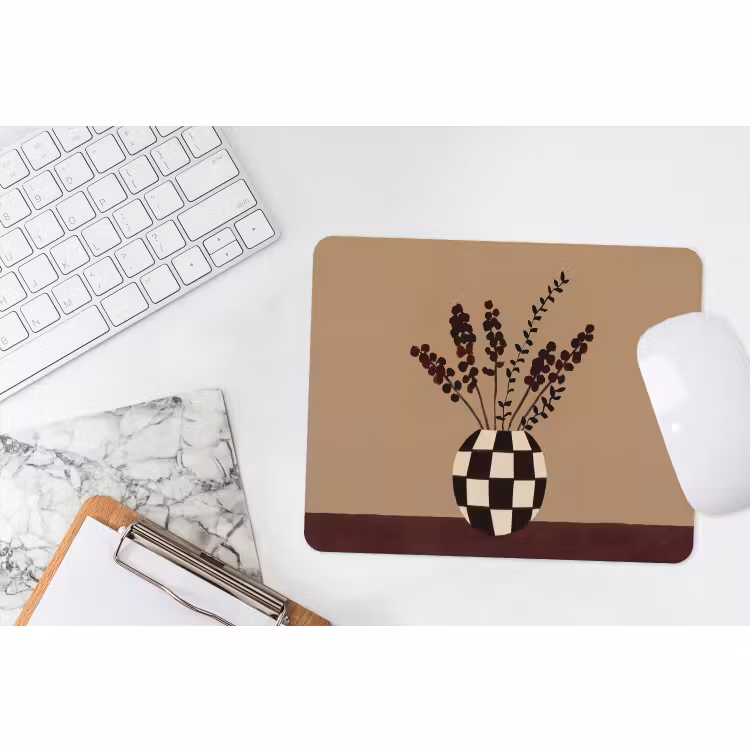 Muismat - Minimalistisch - Vaas - Bloemen - Bruin — 2