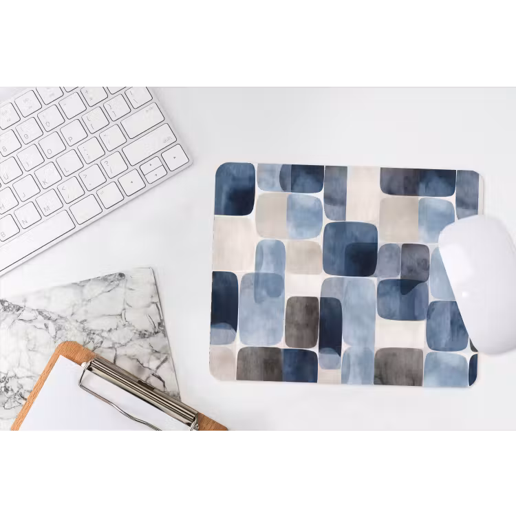 Muismat - Patroon - Blauw - Vierkanten — 2