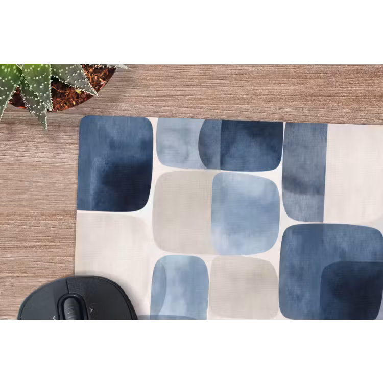 Muismat - Patroon - Blauw - Vierkanten — 4