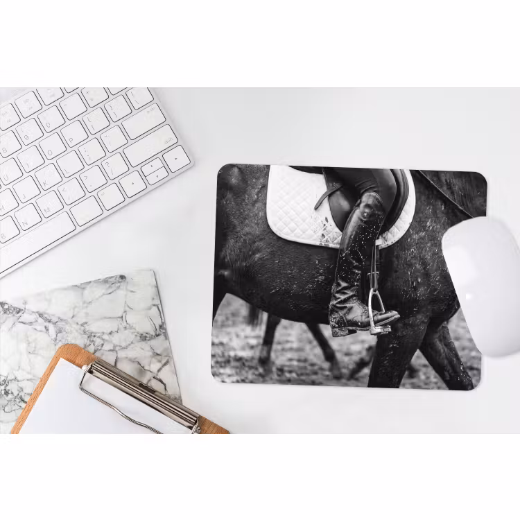 Muismat - Paard - Sport - Zwart - Wit — 2