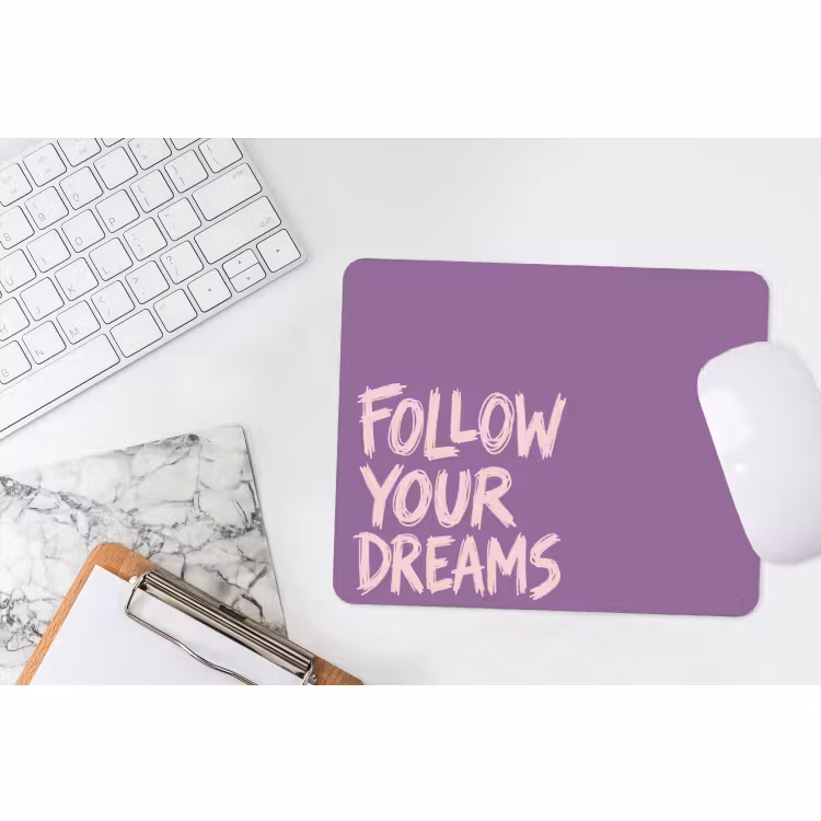 Muismat - Follow your dreams - Paars - Penseeltextuur — 2